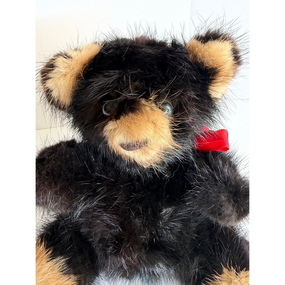 Third Generation Real Mink Fur Teddy Bear Black Tan Vintage Collectible‎ 1982